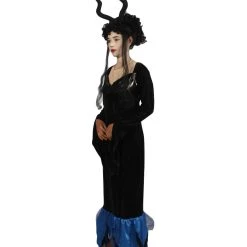HPO Adult Women Lady Maleficent Costume | Black & Blue Halloween Costume