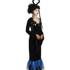 HPO Adult Women Lady Maleficent Costume | Black & Blue Halloween Costume