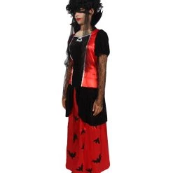 HPO Men's Adult Women Vampire Lady Costume | Red And Black Halloween Costume
