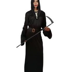 HPO Adult Women Grim Reaper Costume | Black Halloween Costume Men's