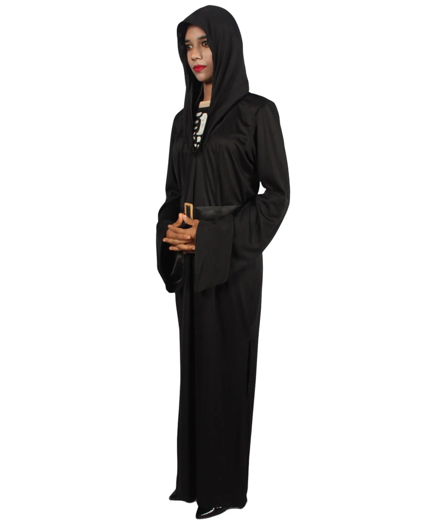 HPO Adult Women Grim Reaper Costume | Black Halloween Costume Men's
