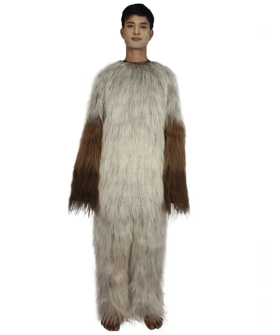 HPO Furry Cat Collection | Men's White And Brown Spiked Furry Cat Costume With Tail | Cosplay Halloween Costume