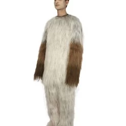 HPO Furry Cat Collection | Men's White And Brown Spiked Furry Cat Costume With Tail | Cosplay Halloween Costume