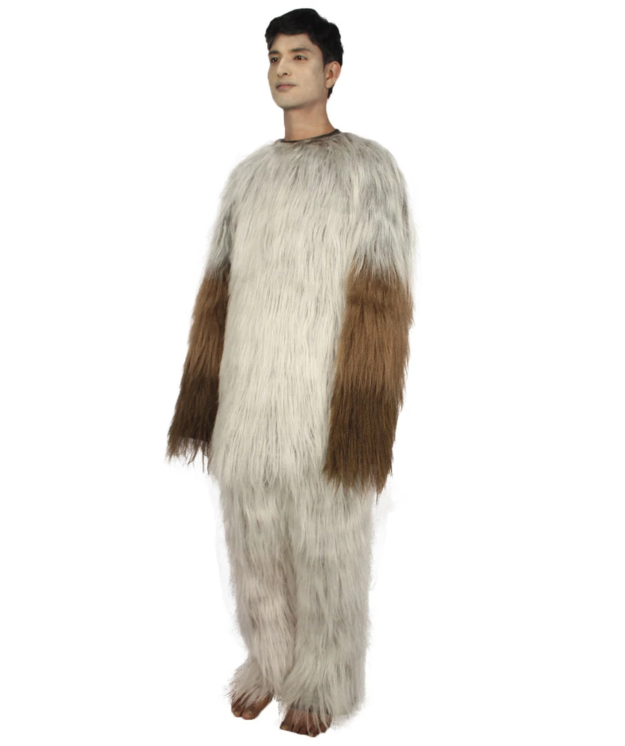 HPO Furry Cat Collection | Men's White And Brown Spiked Furry Cat Costume With Tail | Cosplay Halloween Costume
