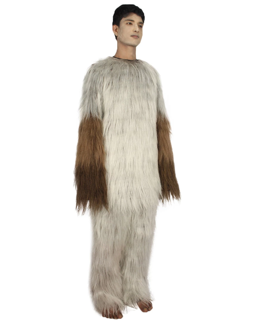 HPO Furry Cat Collection | Men's White And Brown Spiked Furry Cat Costume With Tail | Cosplay Halloween Costume