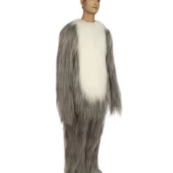 HPO Furry Dog Collection | Men's White And Grey Straight Long Furry Dog Costume With Tail | Cosplay Costume