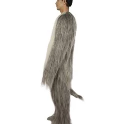 HPO Furry Dog Collection | Men's White And Grey Straight Long Furry Dog Costume With Tail | Cosplay Costume