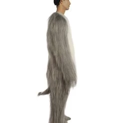 HPO Furry Dog Collection | Men's White And Grey Straight Long Furry Dog Costume With Tail | Cosplay Costume