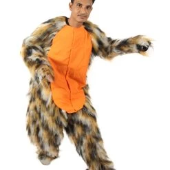 HPO Orange And Brown Spotted Leopard Costume - Long Synthetic Fibers