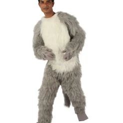 HPO White And Grey Civet Cat Costume - Long Synthetic Fibers