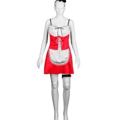 HPO Adult Women's French Maid Costume | Red And White Cosplay Costume