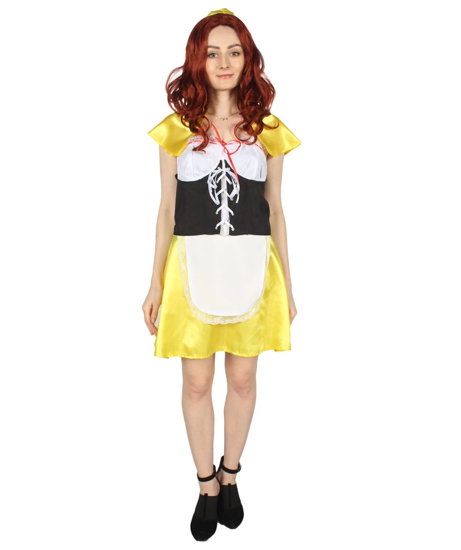 HPO Adult Women's Hot Carton Costume | Yellow Cosplay Costume