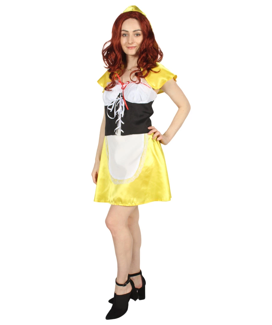 HPO Adult Women's Hot Carton Costume | Yellow Cosplay Costume