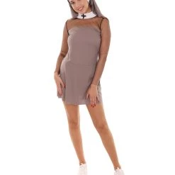 HPO Adult Women's Sexy Nun Costume | Grey Cosplay Costume