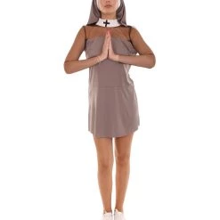HPO Adult Women's Sexy Nun Costume | Grey Cosplay Costume
