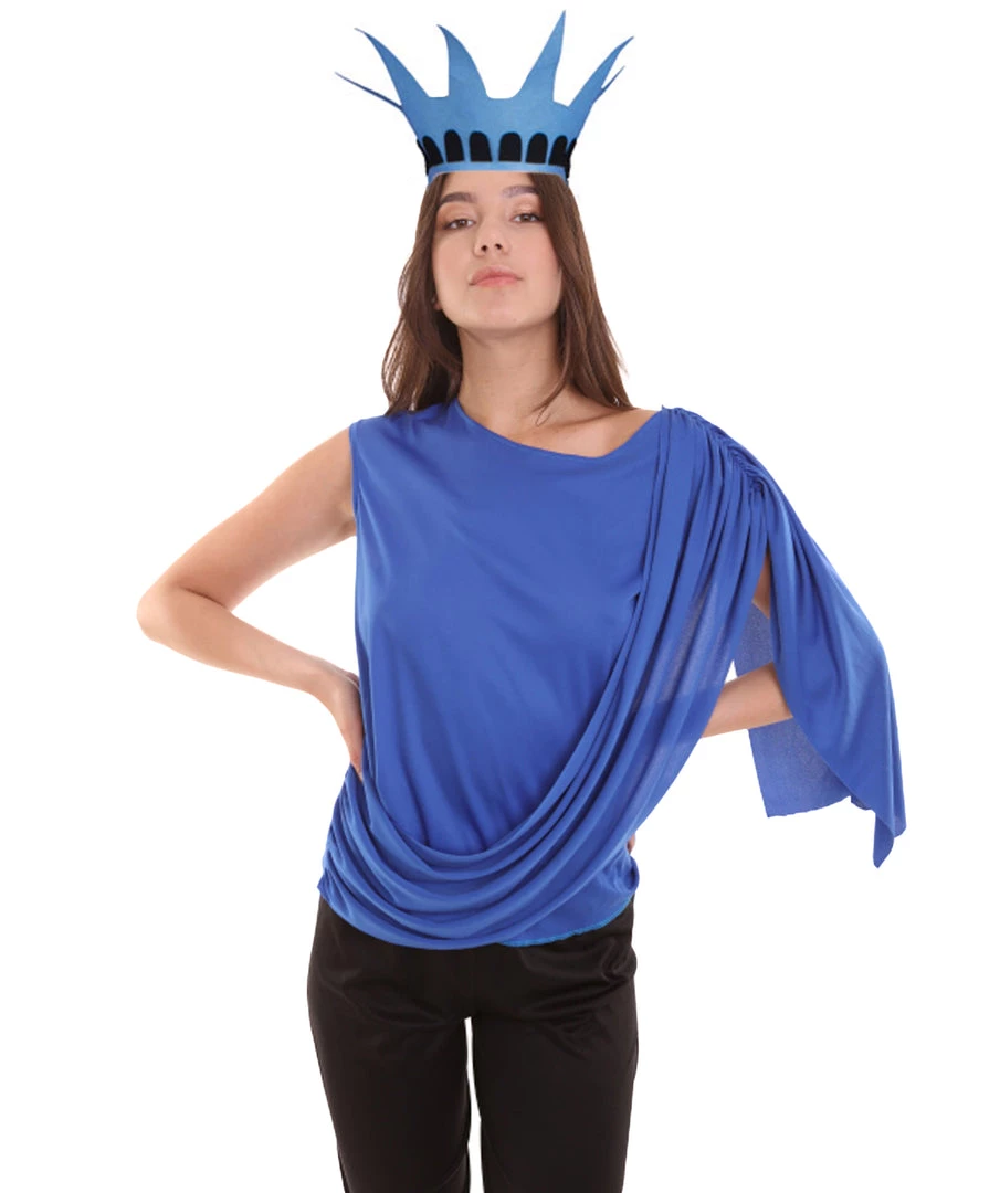 HPO Adult Women's Miss Statue Of Liberty Independence Costume | Blue Cosplay Costume