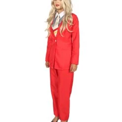 HPO Adult Women's Deluxe Party Devil Suit Costume | Red Cosplay Costume