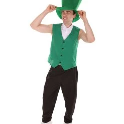 HPO Adult Men's Irish Leprechaun Costume | Green And Black Cosplay Costume