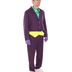 HPO Adult Men's Deluxe Clown Purple Suit Costume | Multi Color Halloween Costume