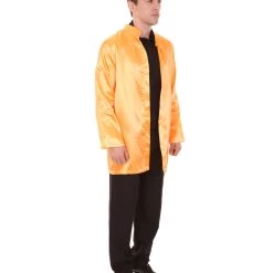HPO Adult Men's Chinese Traditional Martial Arts Kung Fu Uniform Costume | Orange Cosplay Costume