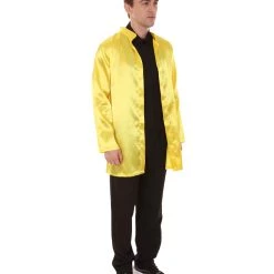 HPO Adult Men's Chinese Traditional Martial Arts Kung Fu Uniform Costume | Yellow Cosplay Costume