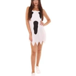 HPO Adult Women's Jersey Ghost Dress Costume | White Horror Halloween Costume