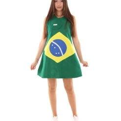 FLAGWIGS Adult Women's Brazil Flag Trolls Dress Costume | Patriotic Cosplay Costume