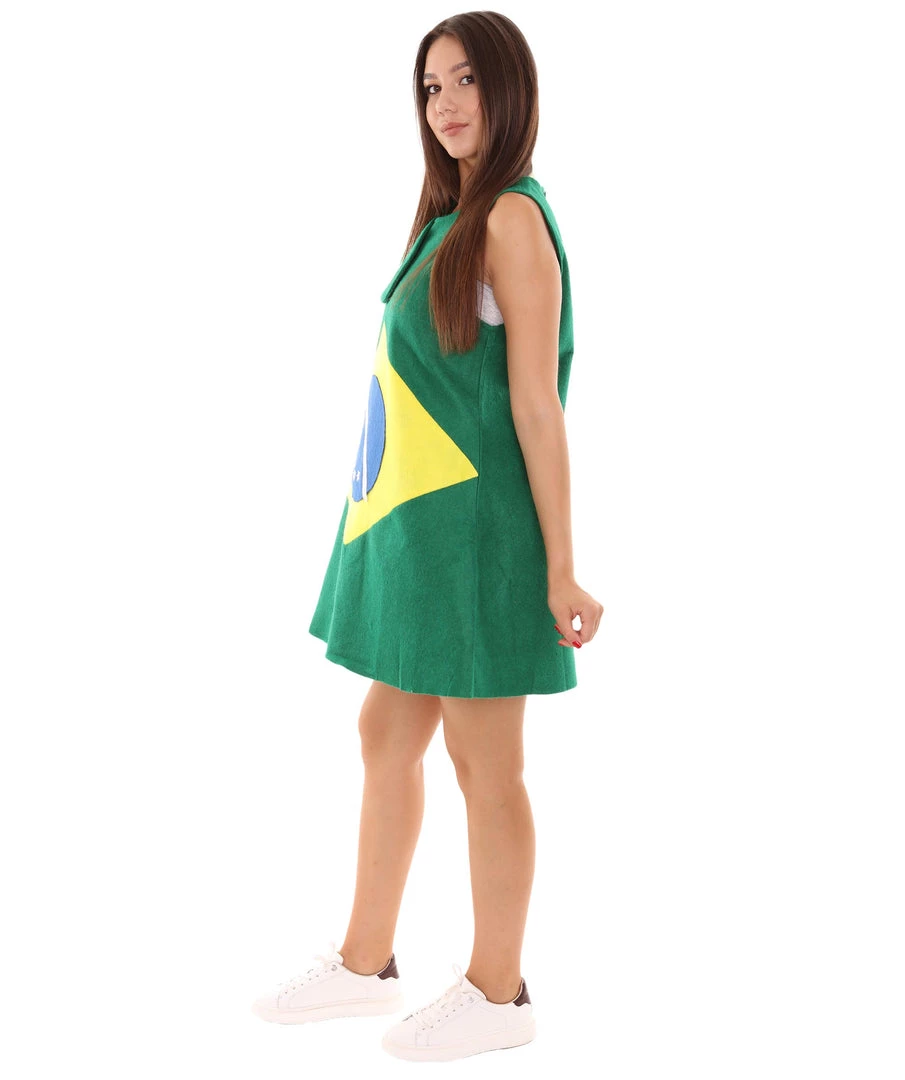 FLAGWIGS Adult Women's Brazil Flag Trolls Dress Costume | Patriotic Cosplay Costume