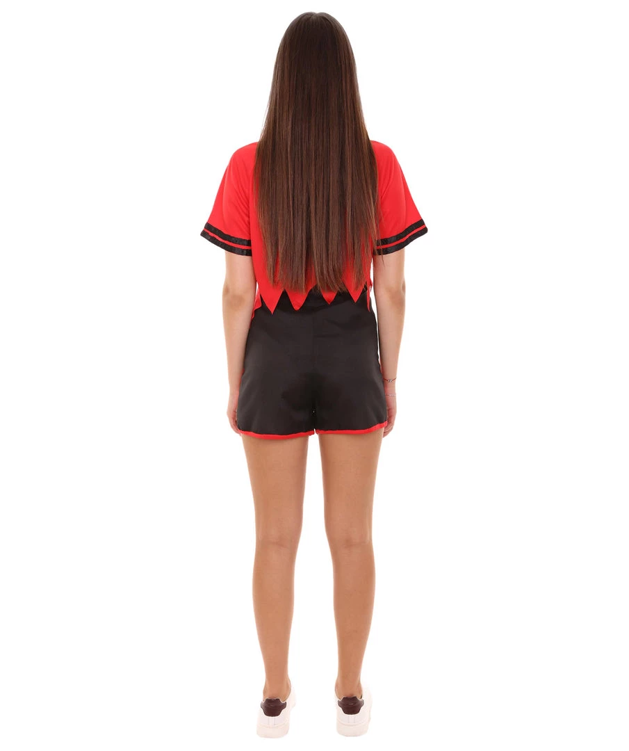 HPO Adult Women's Sexy Football Player Black Costume | Red Cosplay Costume