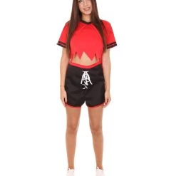 HPO Adult Women's Sexy Football Player Black Costume | Red Cosplay Costume