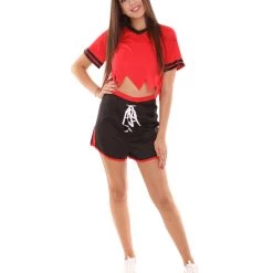 HPO Adult Women's Sexy Football Player Black Costume | Red Cosplay Costume