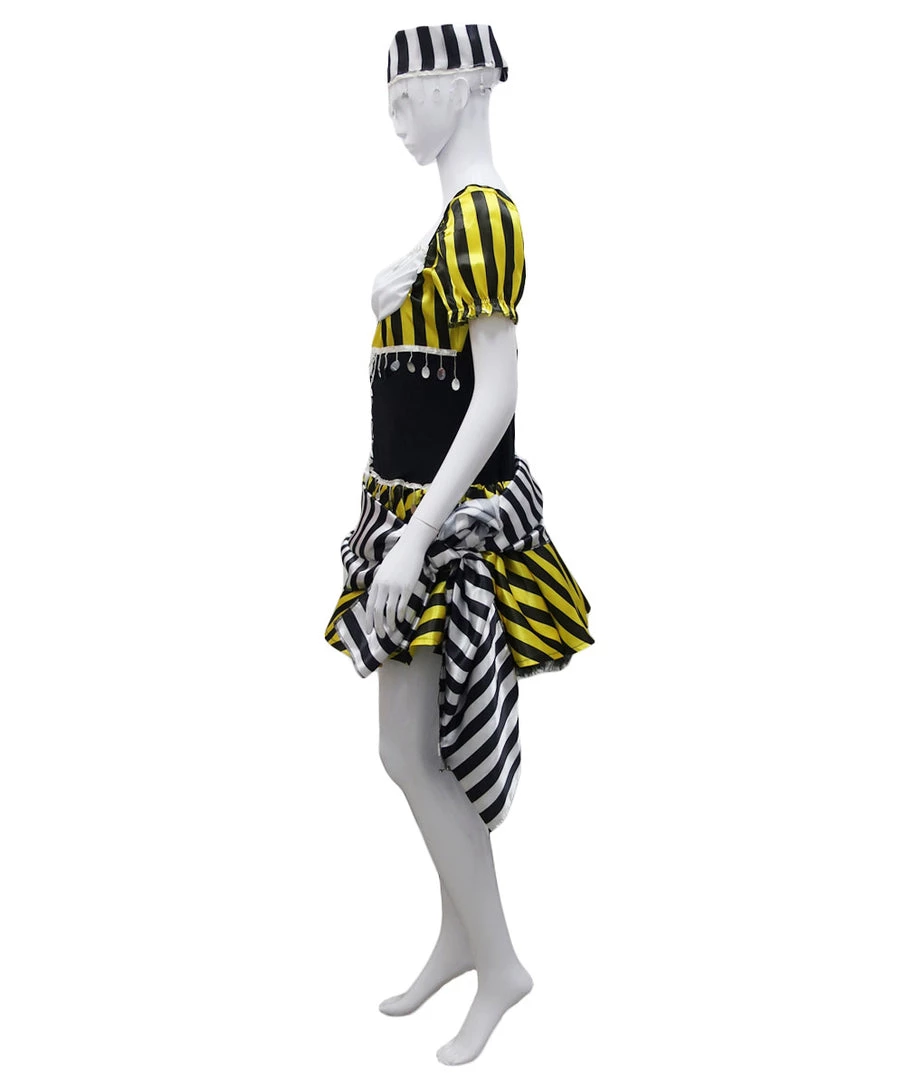 HPO Adult Women's Pirate Dress Costume | Multi Striped Halloween Costume