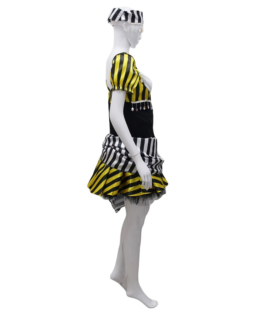 HPO Adult Women's Pirate Dress Costume | Multi Striped Halloween Costume