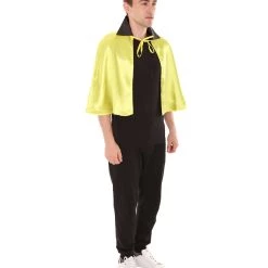 HPO Adult Men's Vampire Cape Costume | Yellow & Black Halloween Costume