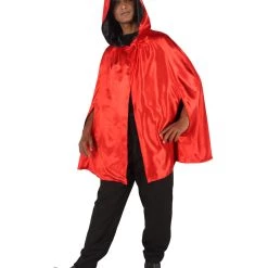 HPO Adult Men's Reversible Hooded Short Cape Costume | Multiple Color Options Halloween Costume