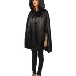 HPO Adult Women's Reversible Hooded Short Cape Costume | Multiple Color Option Halloween Costume