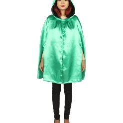 HPO Adult Women's Reversible Hooded Short Cape Costume | Multiple Color Option Halloween Costume