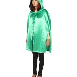 HPO Adult Women's Reversible Hooded Short Cape Costume | Multiple Color Option Halloween Costume