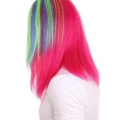 HPO Rainbow Rapper | Multicolor Straight Medium Length Music Icon Wig | Premium Halloween Wig