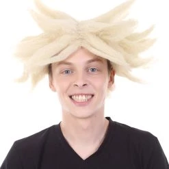 HPO Anime Spike Wig | Blonde TV/Movie Wigs | Premium Breathable Capless Cap