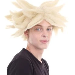 HPO Anime Spike Wig | Blonde TV/Movie Wigs | Premium Breathable Capless Cap