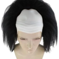 HPO Half Bald Head Men Curly Wig