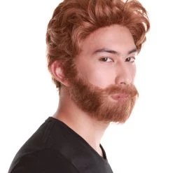 HPO Comic Superhero Brown Colour Wigs With Beard & Moustache For Men | Premium Breathable Capless Cap Men's