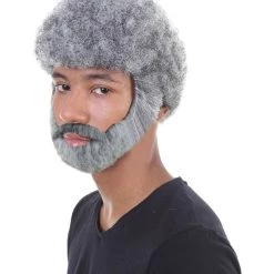 HPO Men's TV Movie Character Beard Grey Wigs | Premium Breathable Capless Cap