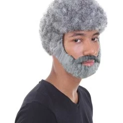 HPO Men's TV Movie Character Beard Grey Wigs | Premium Breathable Capless Cap