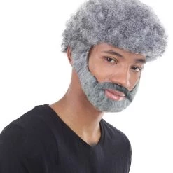 HPO Men's TV Movie Character Beard Grey Wigs | Premium Breathable Capless Cap