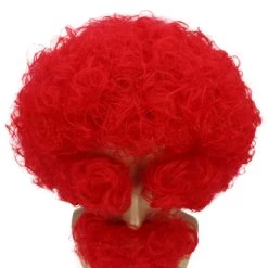 HPO Men's Afro Wig With Eyebrow Full Mustache And Beard Set Red | Halloween Wig