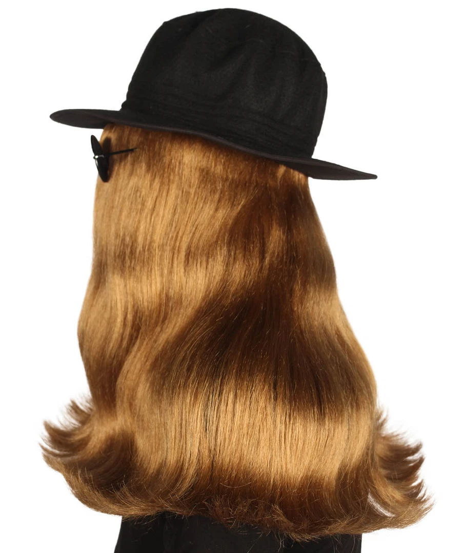 HPO Men's Shoulder Length Straight Creature Wig | Brown Cosplay Halloween Wig | Premium Breathable Capless Cap