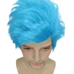 HPO Men's Ninja Computer Gamer Wig | Lt. Blue Cosplay Wig | Premium Breathable Capless Cap