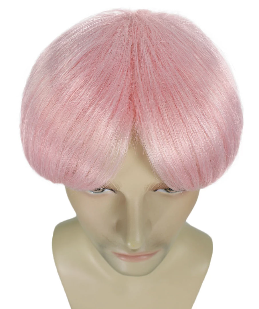 HPO K-Pop | Men's Short Straight Middle Part Pink K Pop Cosplay Wig | Premium Breathable Capless Cap